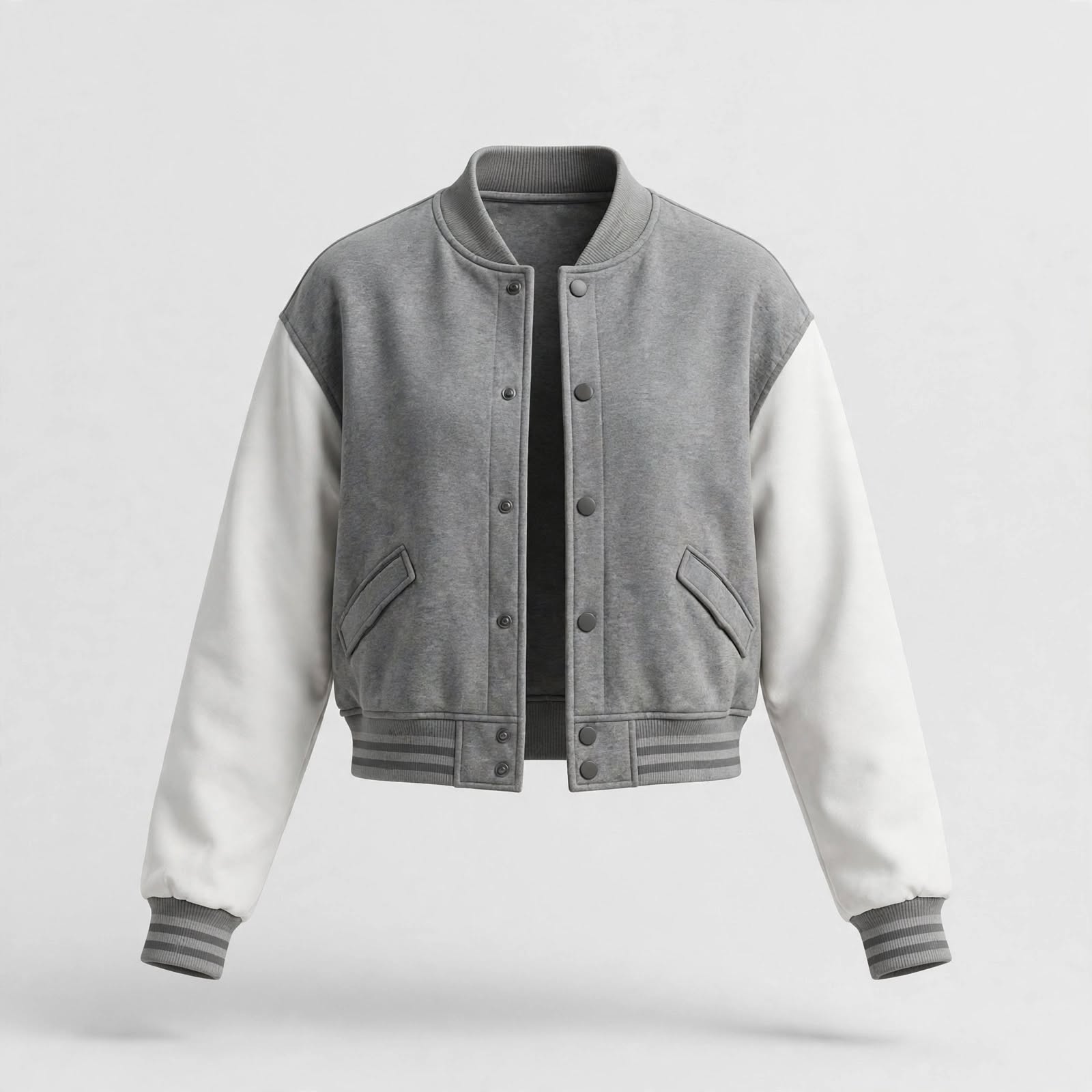 Cropped Button-Up Varsity Jacket